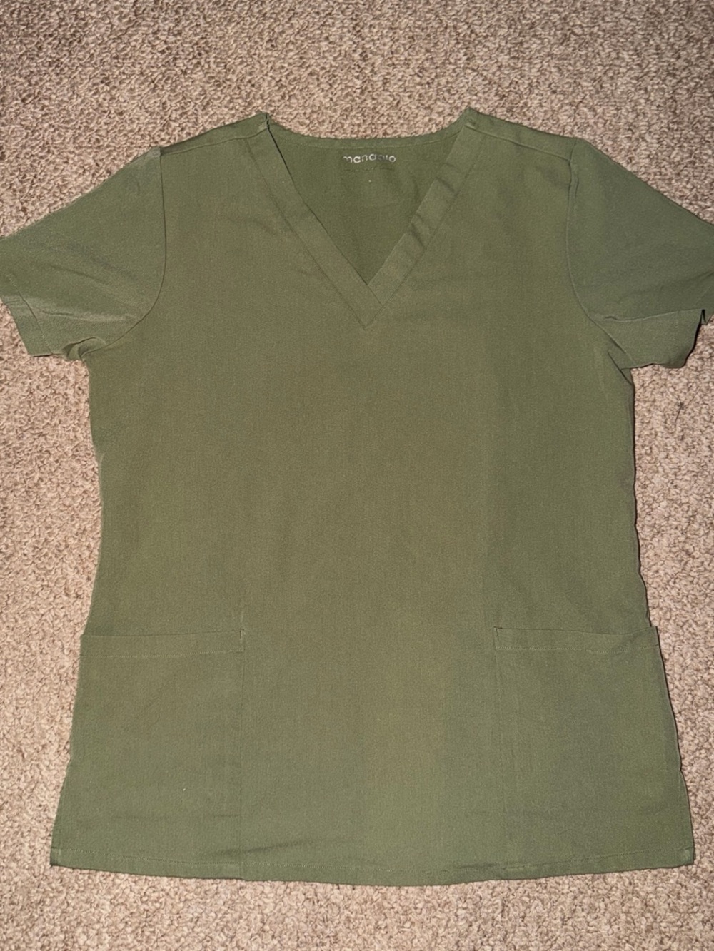 Women's Olive V-Neck Utility Top with Front Pockets